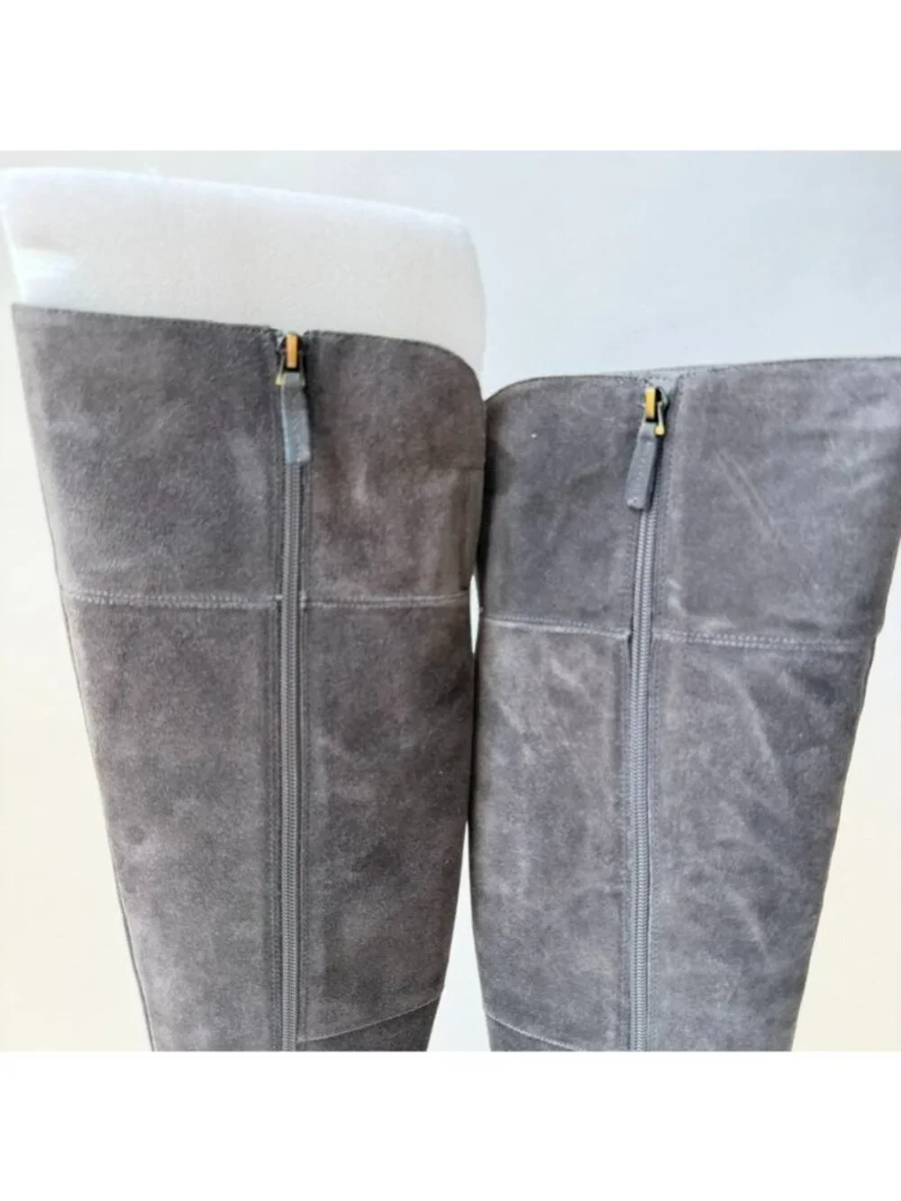 NEW Franco Sarto Korrine Womens Size 7.5M Gray Suede Knee High Block Heel Boots